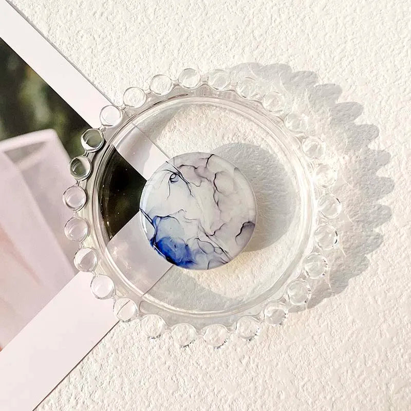 Socket Grip Tok Acrylic Glue Material High Quality Transparent Folding Stand Marble Pattern Phone Holder Foldable phone grip Peaceful Pleasures Health and Wellness P193-05