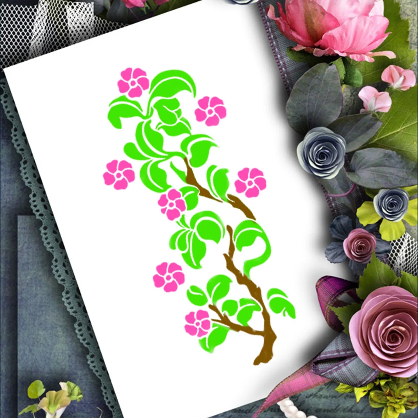 Bview Art 16-Piece Geometric Floral Painting Stencil DIY Doodle