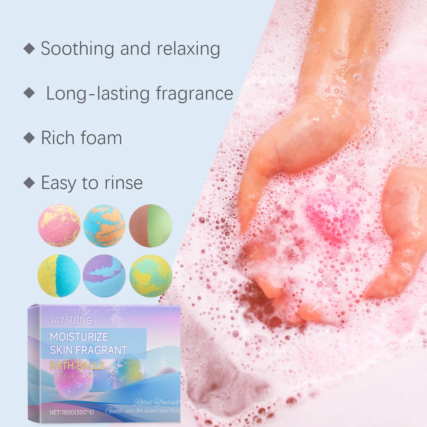 Fragrance Bath Bombs Rich Foaming Soothe Body Moisturize Skin Relaxing Stress Improve Bathing Experience Aromatherapy Bath Ball Peaceful Pleasures Health and Wellness