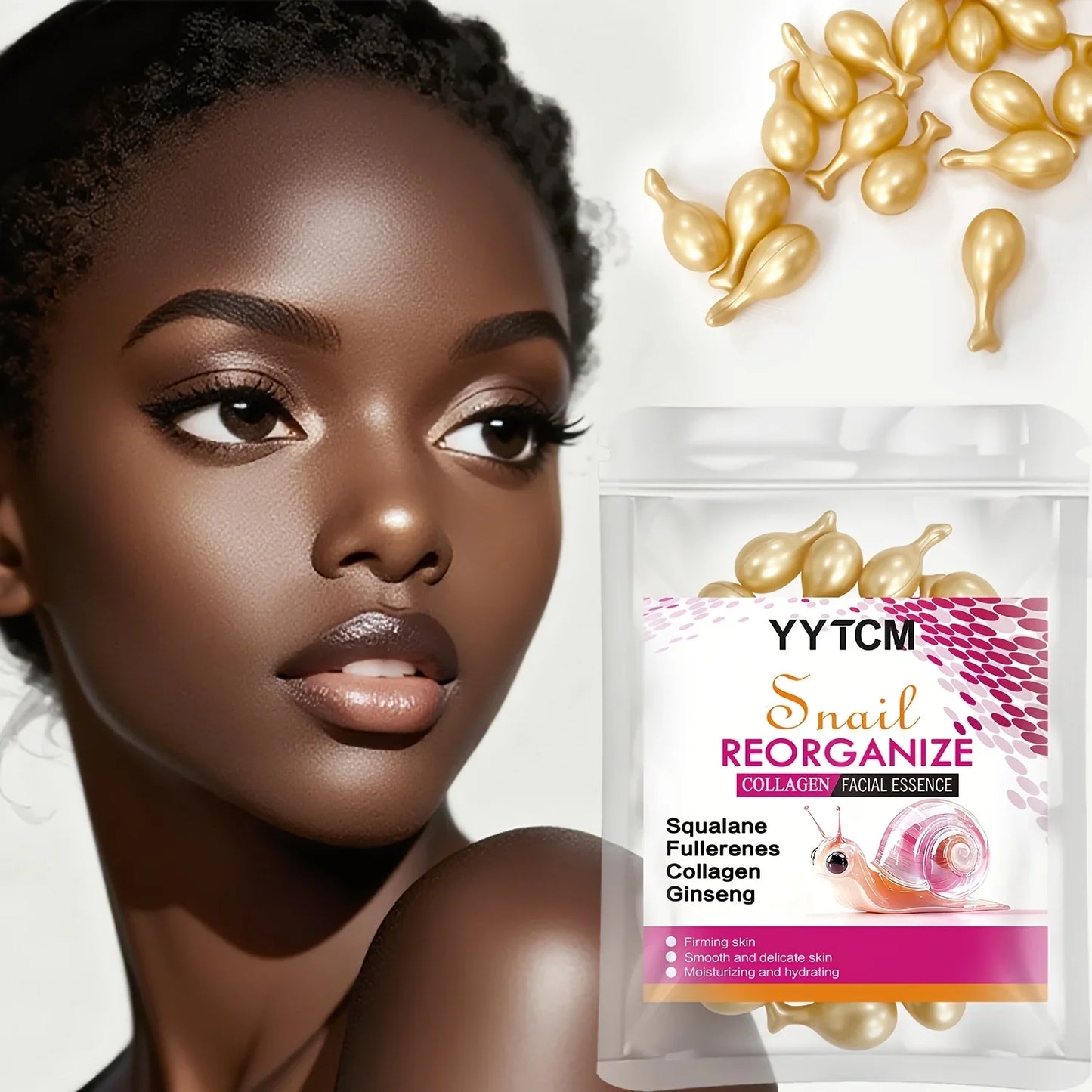 Snail Collagen Essence Capsules | Squalane & Ginseng Serum
