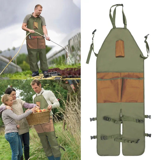 Multi Functional Oxford Fabric Gardening Apron with Leg Shield Multiple Pockets for Outdoor Trimming Picking and Dirt Protection Peaceful Pleasures Health and Wellness