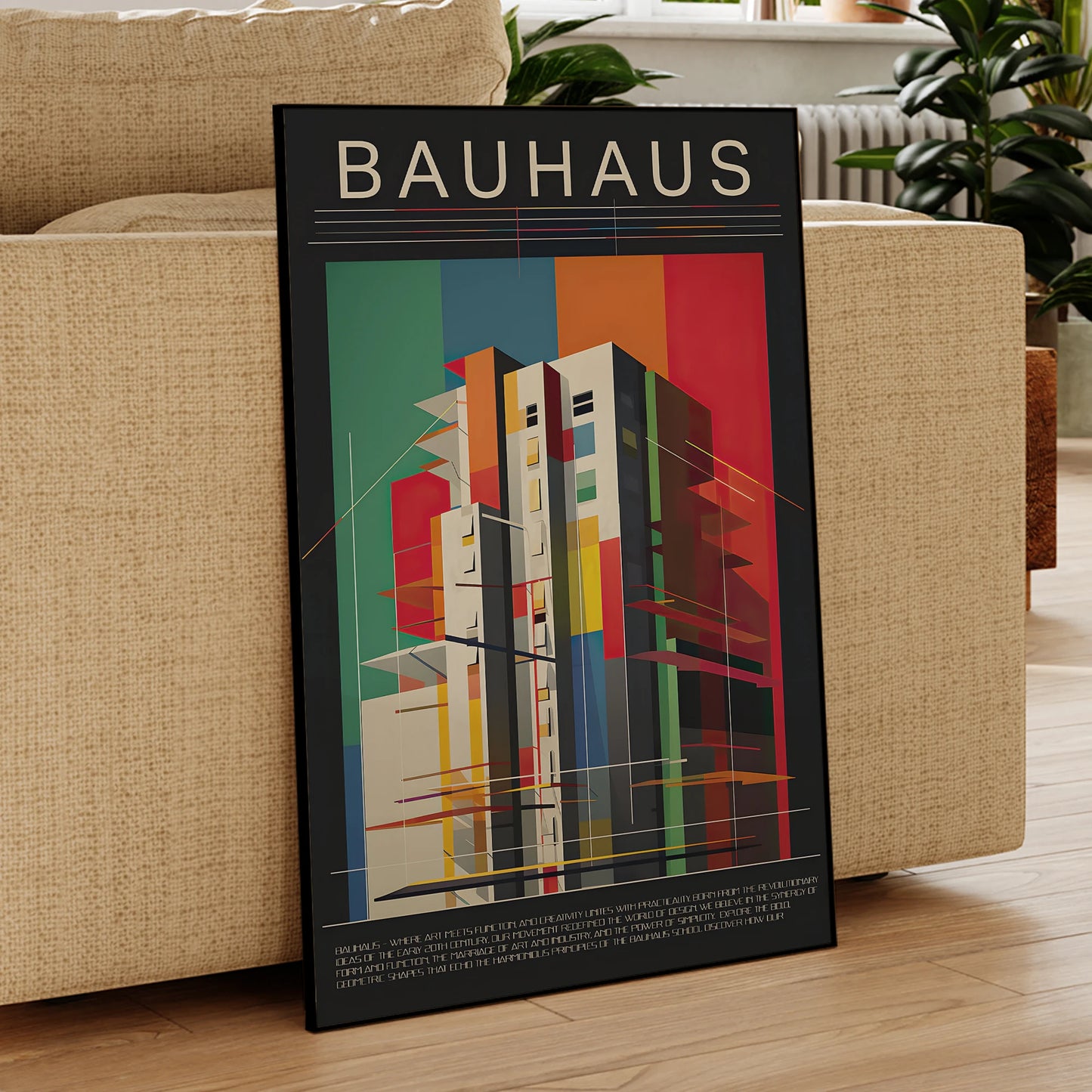 Retro Bauhaus Geometry Canvas Wall Art | Minimalist Poster