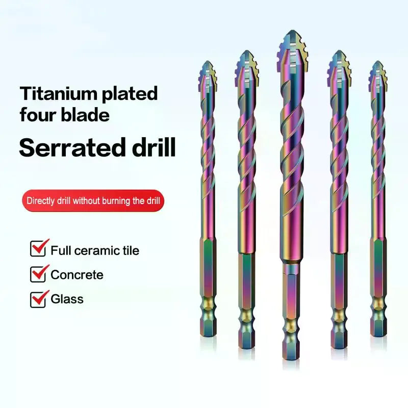 6–12mm Four-Edge Serrated Drill Bit Set – Tile, Glass & Concrete