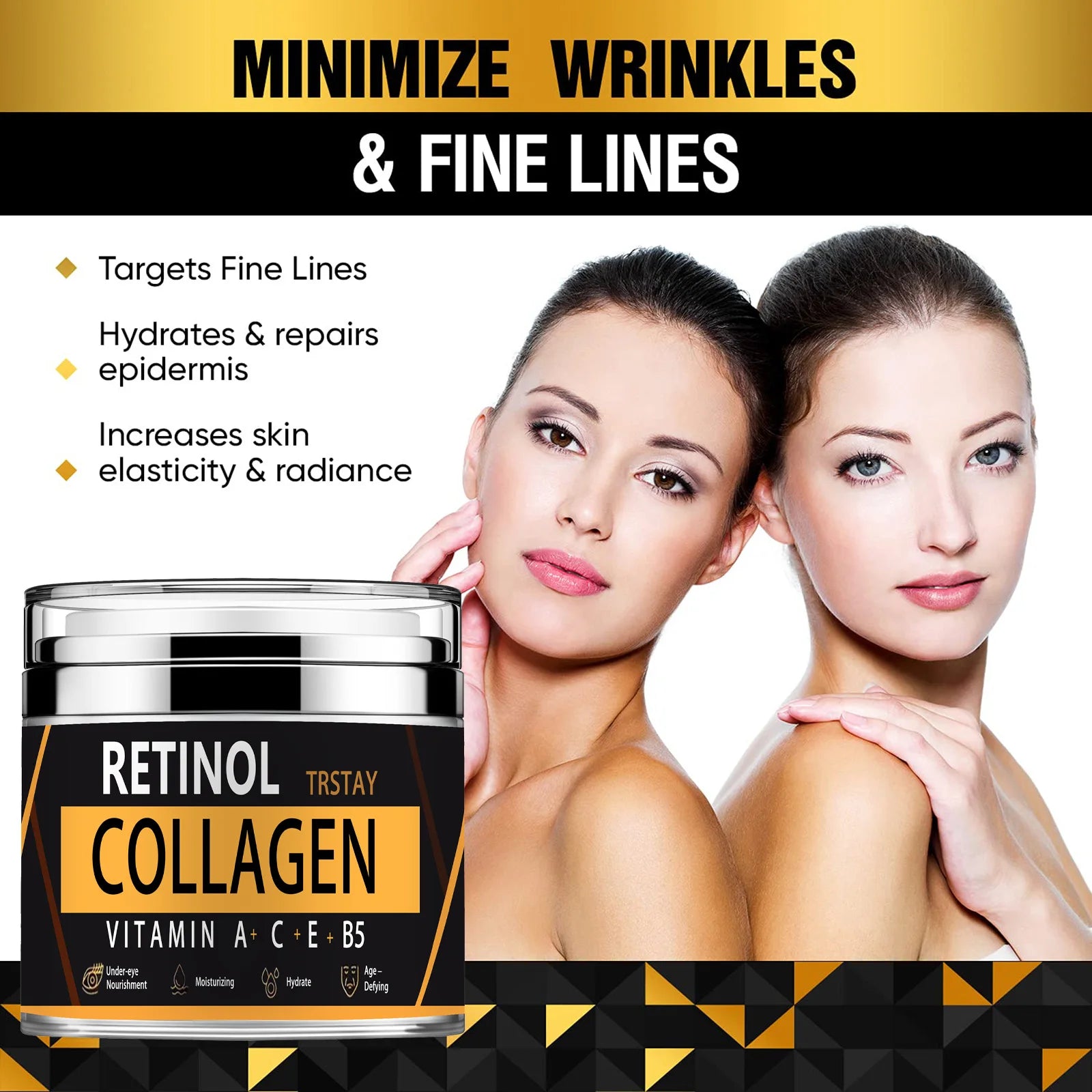 Retinol collagen face cream, mild and non irritating, tightens skin, brightens skin tone, and makes skin soft and delicate Peaceful Pleasures Health and Wellness