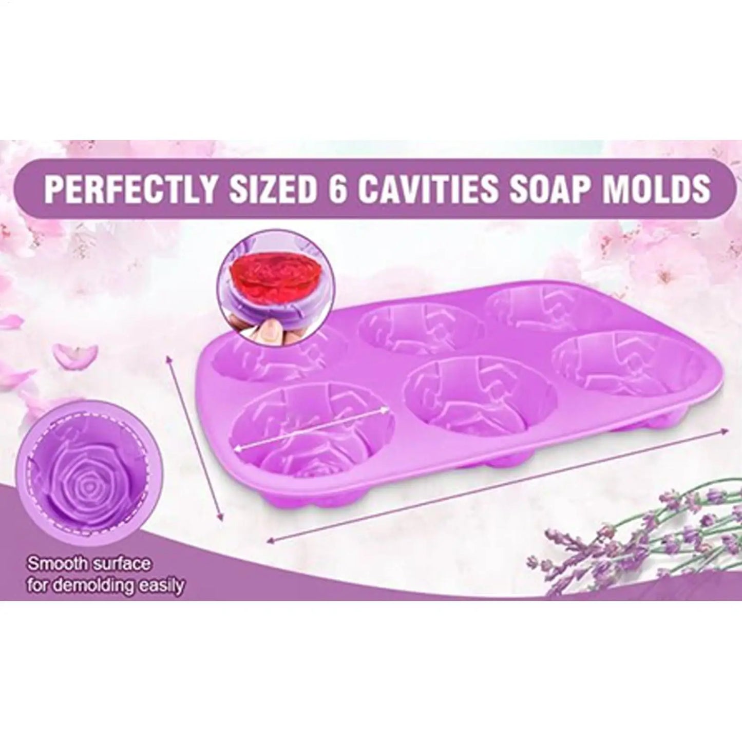 3D Rose Silicone Mold – 6 Cavity Ice, Chocolate & Baking
