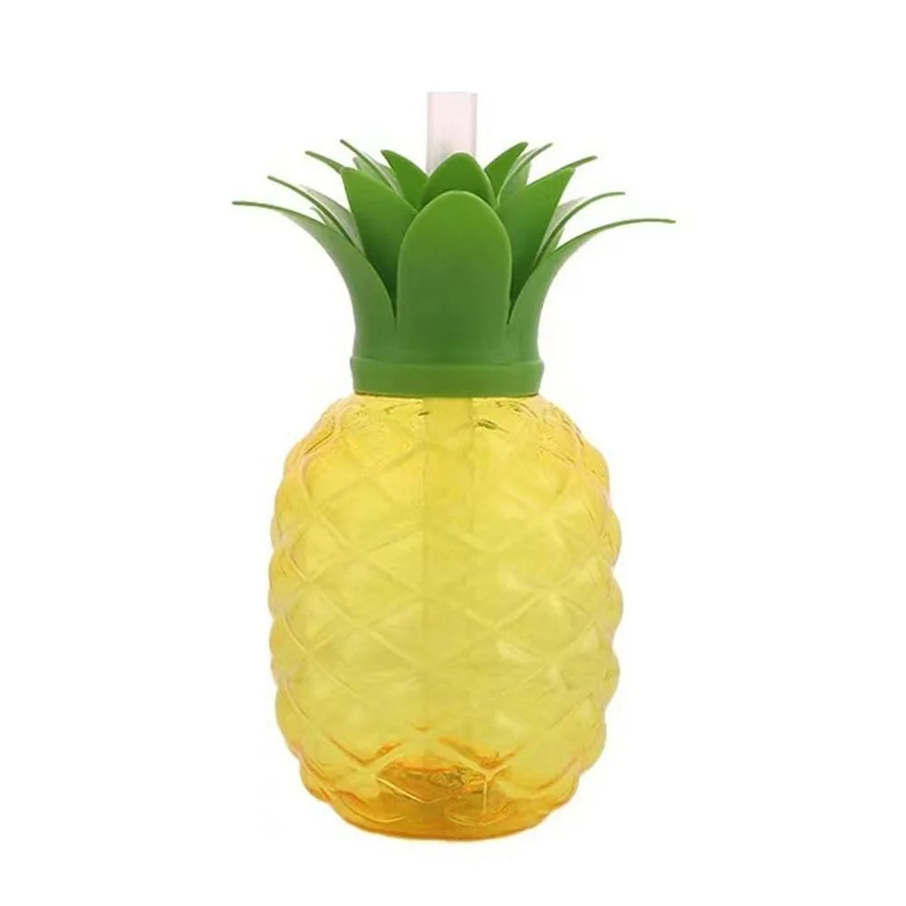 Lovely Cartoon Fruit Straw Cup Strawberry Pineapple Food Grade Plastic Drinkware Tea Milk Juice Multicolor Fruit Cup Summer Peaceful Pleasures Health and Wellness yellow-pineapple 1 <0.25L