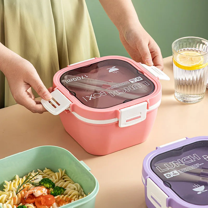 Thickened simple lunch box with lid, microwave-safe salad bowl for office workers and students. Peaceful Pleasures Health and Wellness