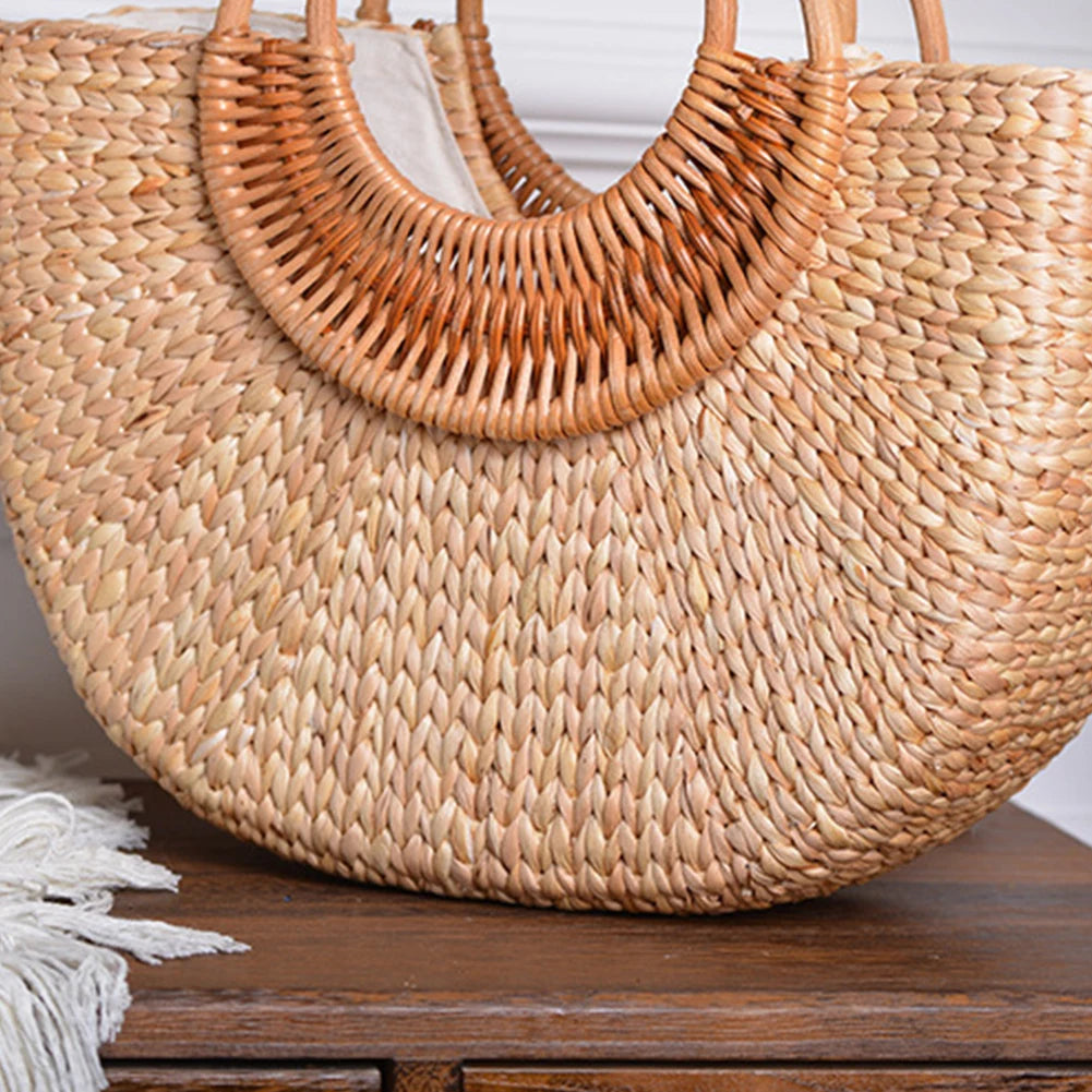 Women Straw Handbag Woven Top Handle Bag Travel Tote Purse Hobo Bag for Travel & Vacation Peaceful Pleasures Health and Wellness