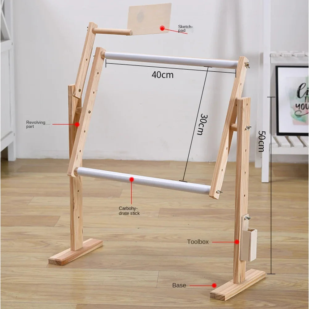Adjustable Solid Wood Cross Stitch Rack Wooden Stand Desktop Cross Stitch Embroidery Frame Cross Stitch Tool Accessory Peaceful Pleasures Health and Wellness