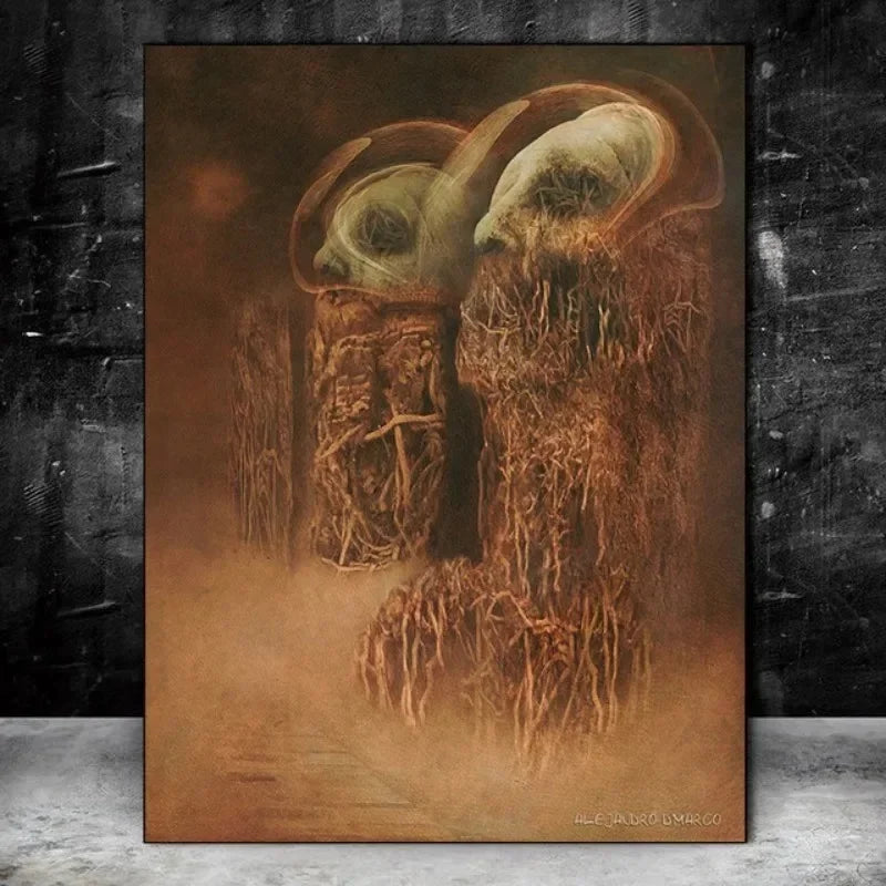 Zdzisław Beksiński Artwork Polish Surreal Dark Poster Prints Canvas Painting Gothic Wall Art for Living Room Home Decor Mural Peaceful Pleasures Health and Wellness