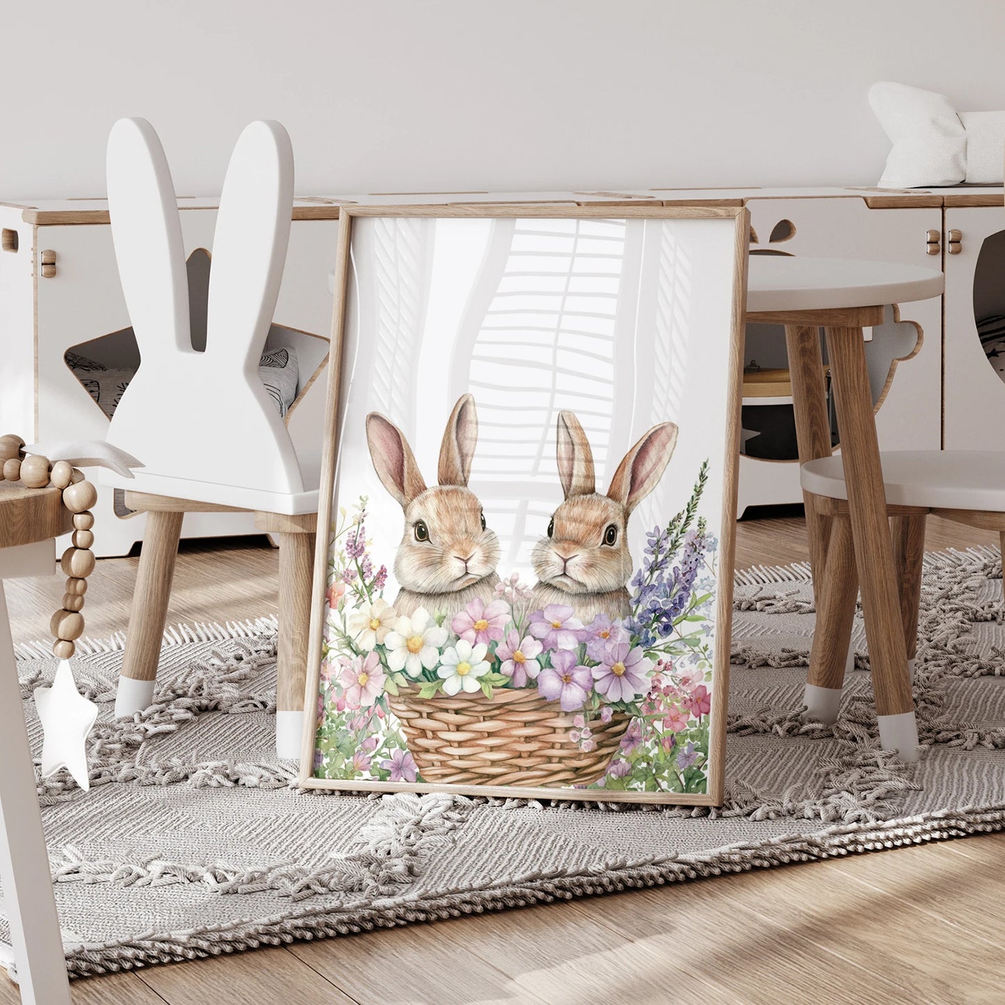 3-Piece Personalized Butterfly Rabbit Kids Canvas Wall Art