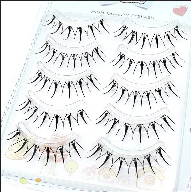 U Shape Korean False Eyelashes – 5 Pairs Natural Strip Lashes