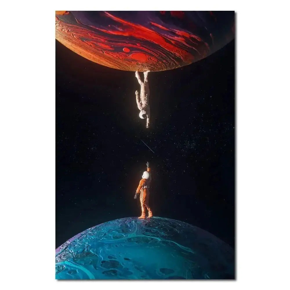 Abstract Astronaut Space Flower Canvas Wall Art Poster | Modern Canvas Wall Art Peaceful Pleasures Health and Wellness 9 50x70cm Unframed