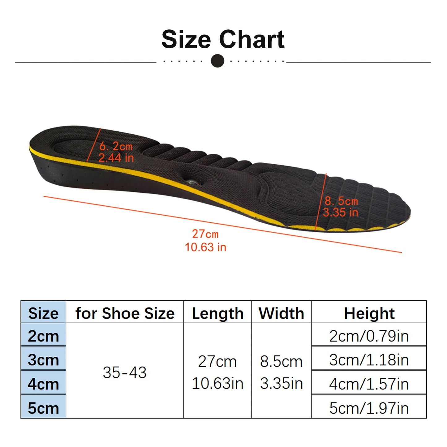 Invisible Height Increase Insoles 2-5cm EVA Magnet Shoe Lift Kit Orthopedic Cushion Pad for Breathable Massage Taller Inserts Peaceful Pleasures Health and Wellness