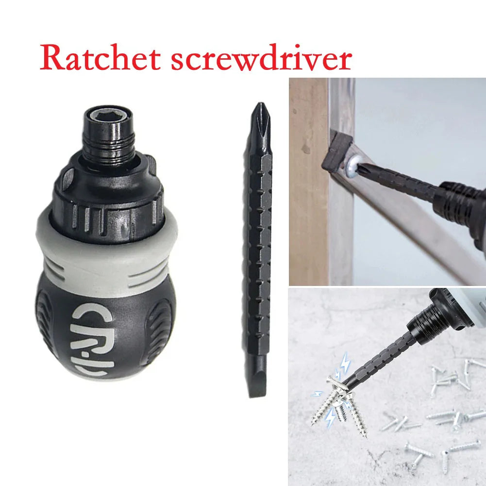Dual-purpose Slotted Cross 2 In1 Ratchet Magnetic Screwdriver Repair