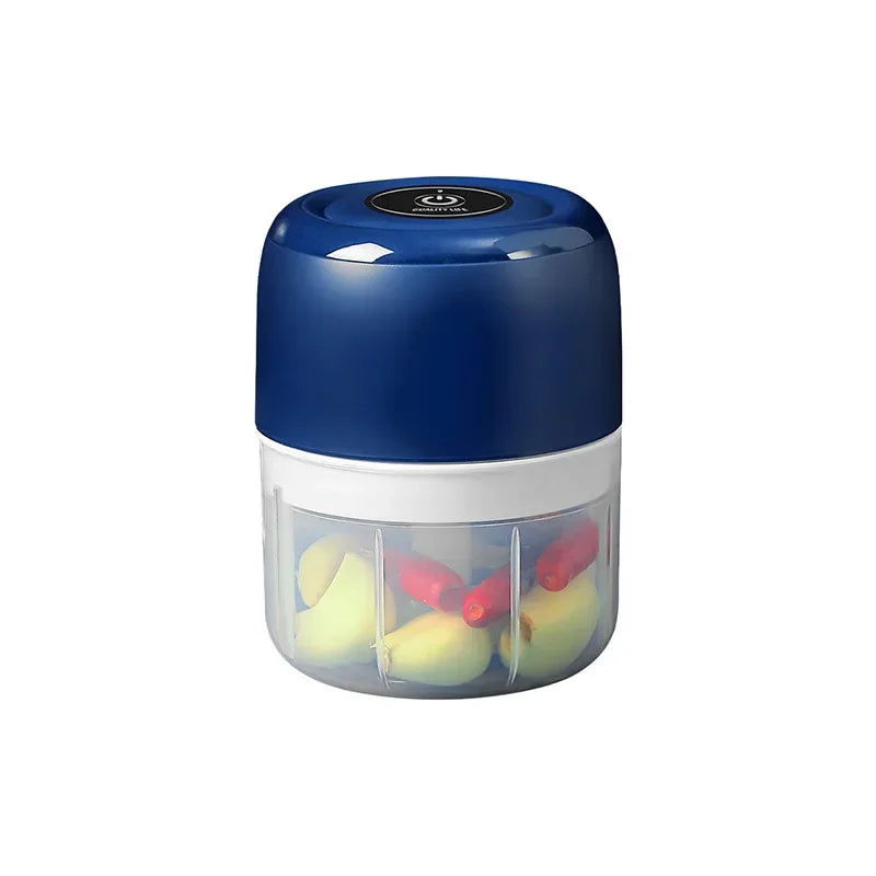 USB Mini Electric Grinder 250ml Portable Baby Food Maker Household Vegetable Garlic Crusher Chopper Blender Multifunction Tool Peaceful Pleasures Health and Wellness 110V Blue