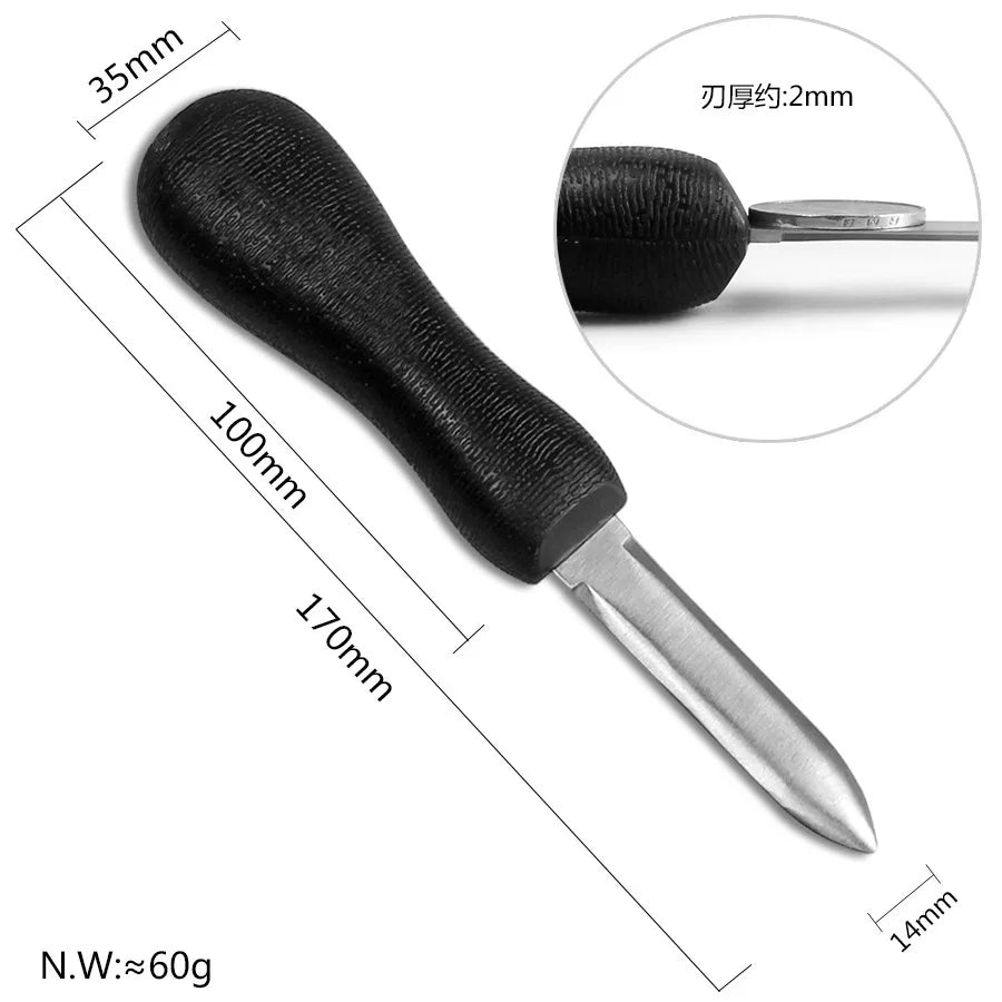 Hot Stainless Steel Oyster Knife with Anti Slip Handle, Thickened Oyster Knife, Scallop Knife, Multi-purpose Kitchen Tools Peaceful Pleasures Health and Wellness Black