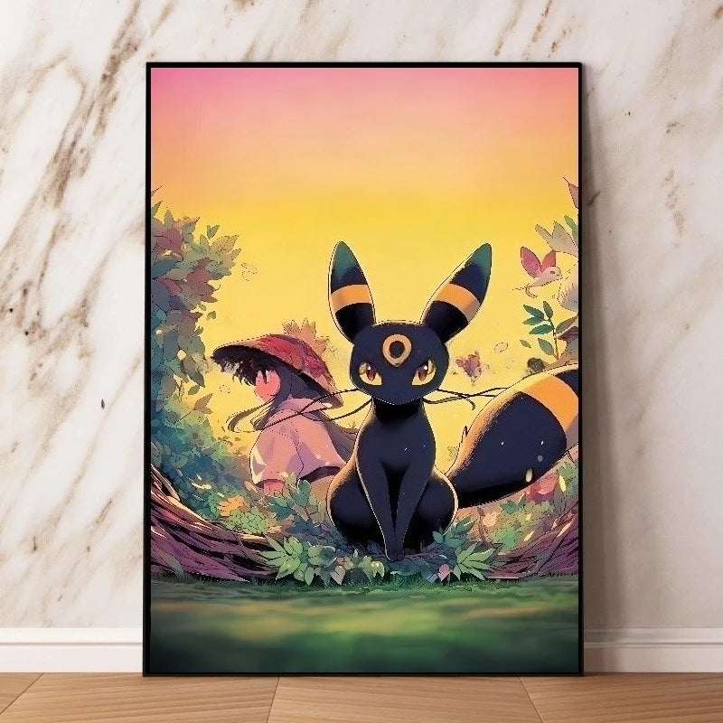 Classic Pokemon HD Canvas Painting Anime Figures Umbreon Poster Print Watercolor Wall Art Picture Modern Home Decor Kids Gifts Peaceful Pleasures Health and Wellness 10-1PC 20x30cm