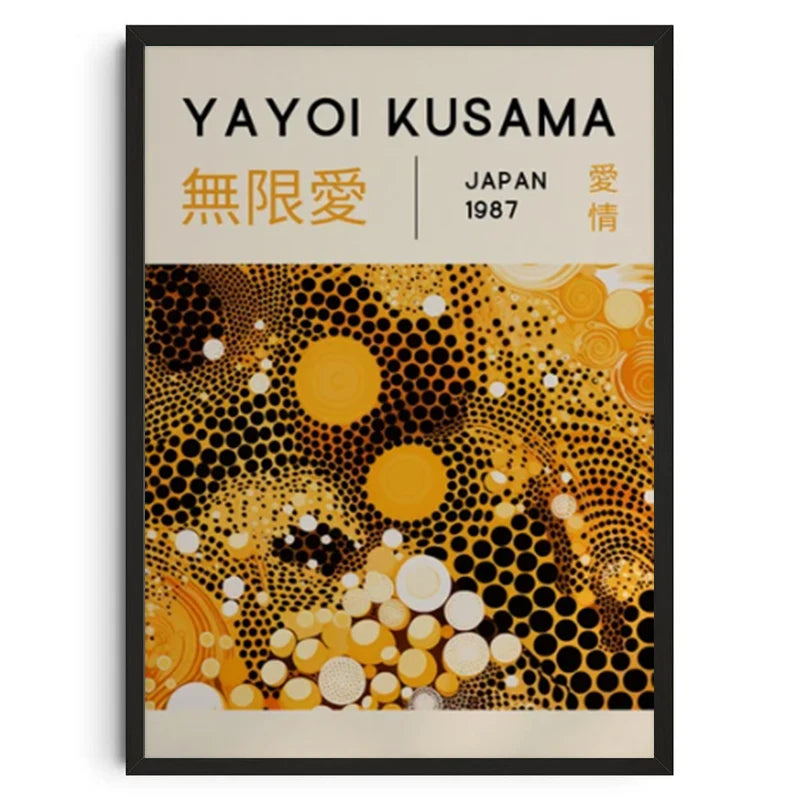 Abstract Yayoi Kusama Style Canvas Poster, Japanese Modern Art Mural Frameless Wall Art for Home Living Room Gallery Decor Peaceful Pleasures Health and Wellness