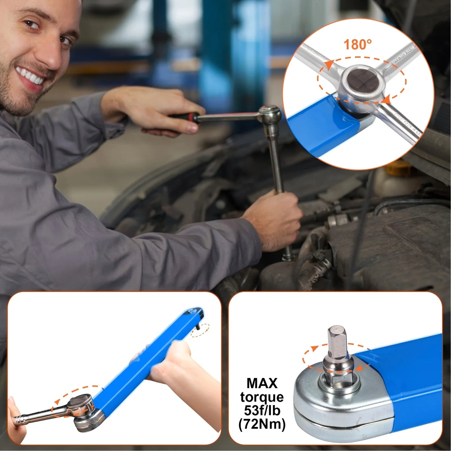 Multifunctional Telescopic Ratchet Wrench Universal Square Drive