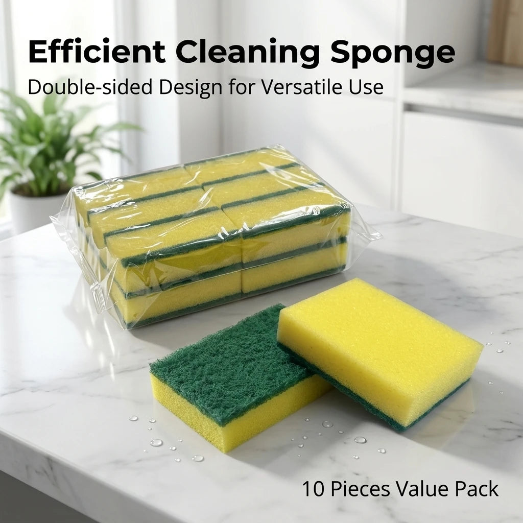 5/10pcs double-layer sponge, kitchen cleaning sponge, dishwashing sponge, multi-purpose cleaning sponge, size 10 x 7 x 3cm Peaceful Pleasures Health and Wellness