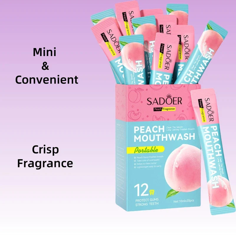 SADOER Peach Mouthwash 20 Pods – Fresh Breath Oral Rinse