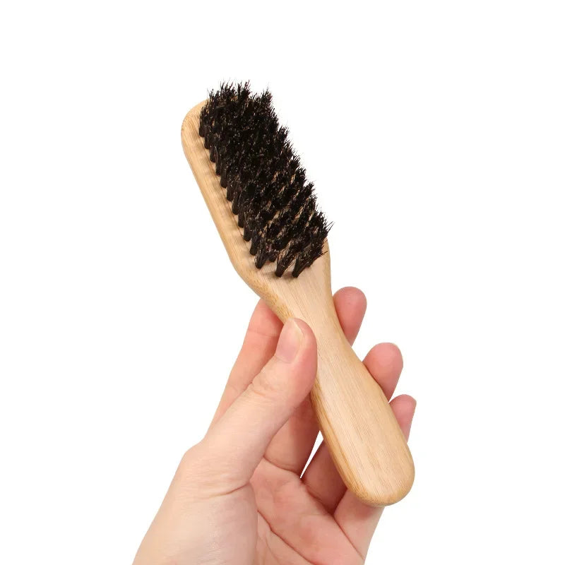 Wood Handle Boar Bristle Cleaning Brush Hairdressing Beard Brush Anti Static Barber Hair Styling Comb Shaving Tools for Men Peaceful Pleasures Health and Wellness