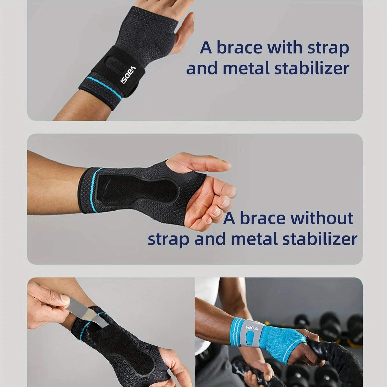1pc Wrist Palm Support with Removable Metal Stays and Straps, Adjustable Brace Right Left Hand for Women And Men Peaceful Pleasures Health and Wellness