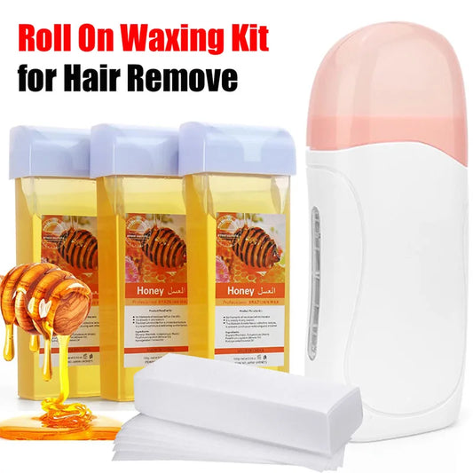 BXA 3-in-1 Roll-On Waxing Kit | Wax Heater, Cartridge & Strips Roll-On Waxing Kit Peaceful Pleasures Health and Wellness