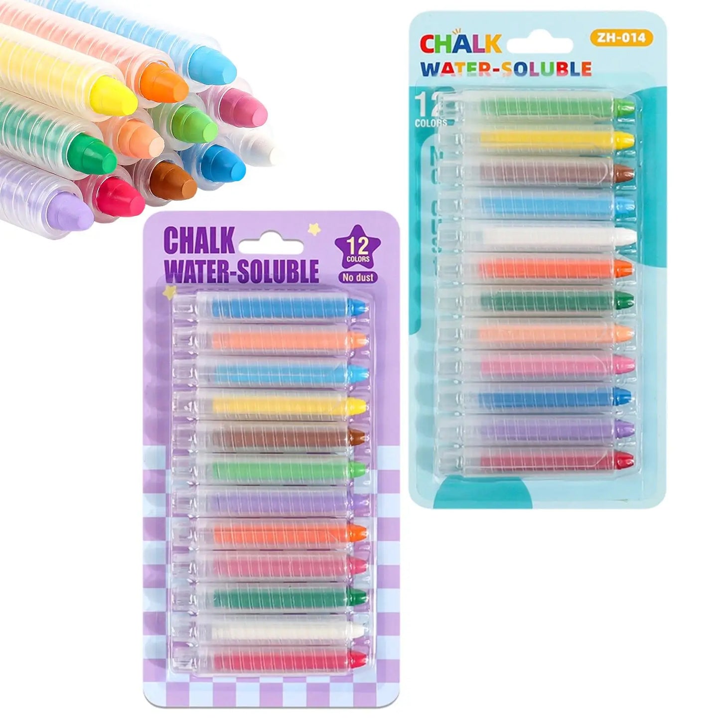 12-Color Dustless Chalk Set – Washable, Erasable & Dust-Free