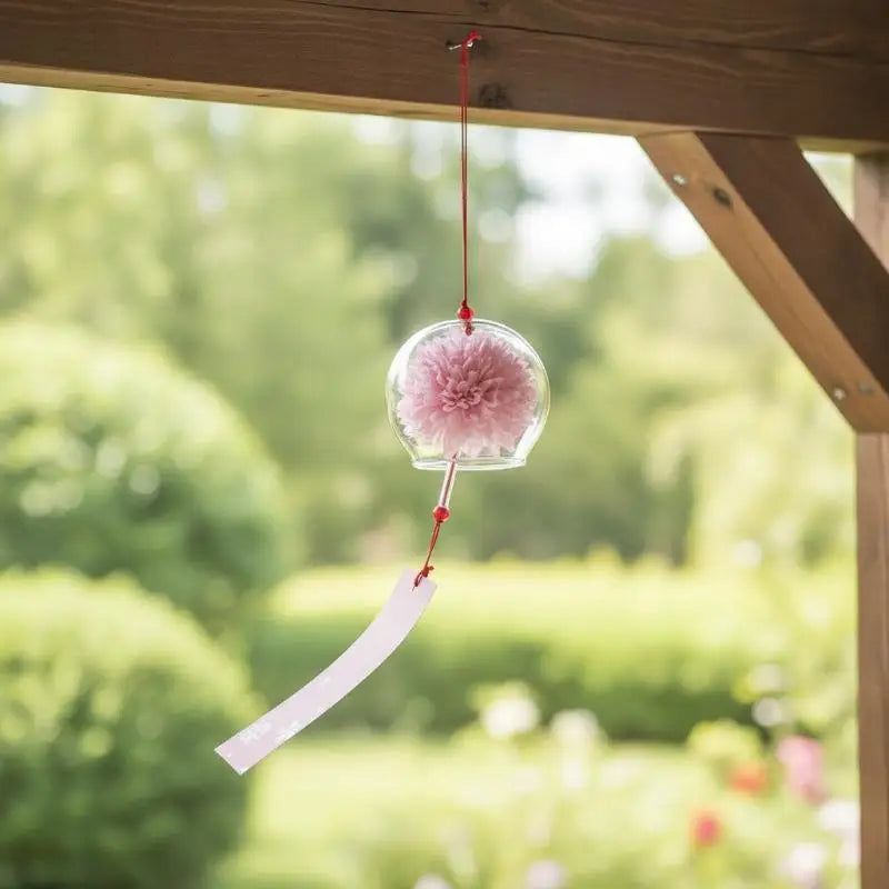 Japanese Glass Wind Chime with Artificial Flower | Home Decor Glass Wind Chime Peaceful Pleasures Health and Wellness