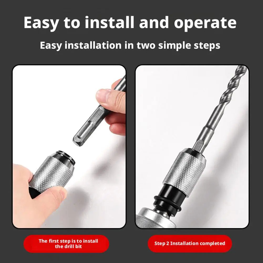 Rotary Hammer Adapter Kit with 4 Impact Drill Bits | Quick-Release
