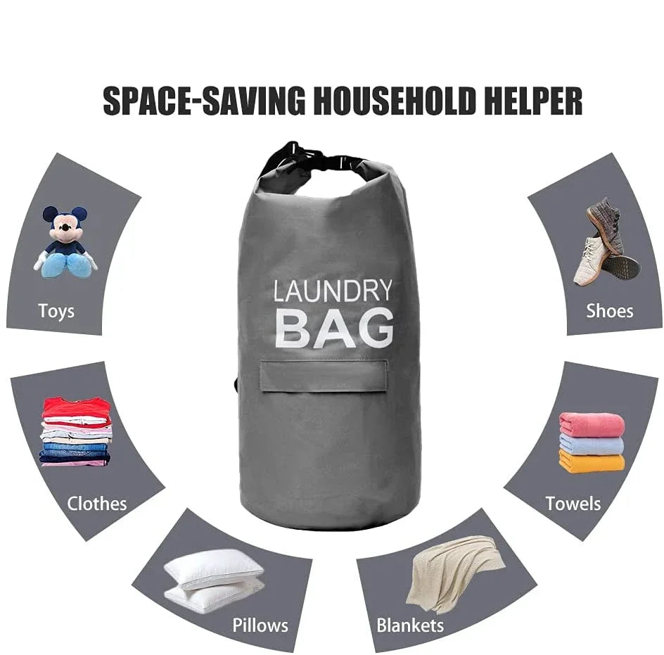 71L Laundry Backpack Bag with Straps, Pocket & Hamper
