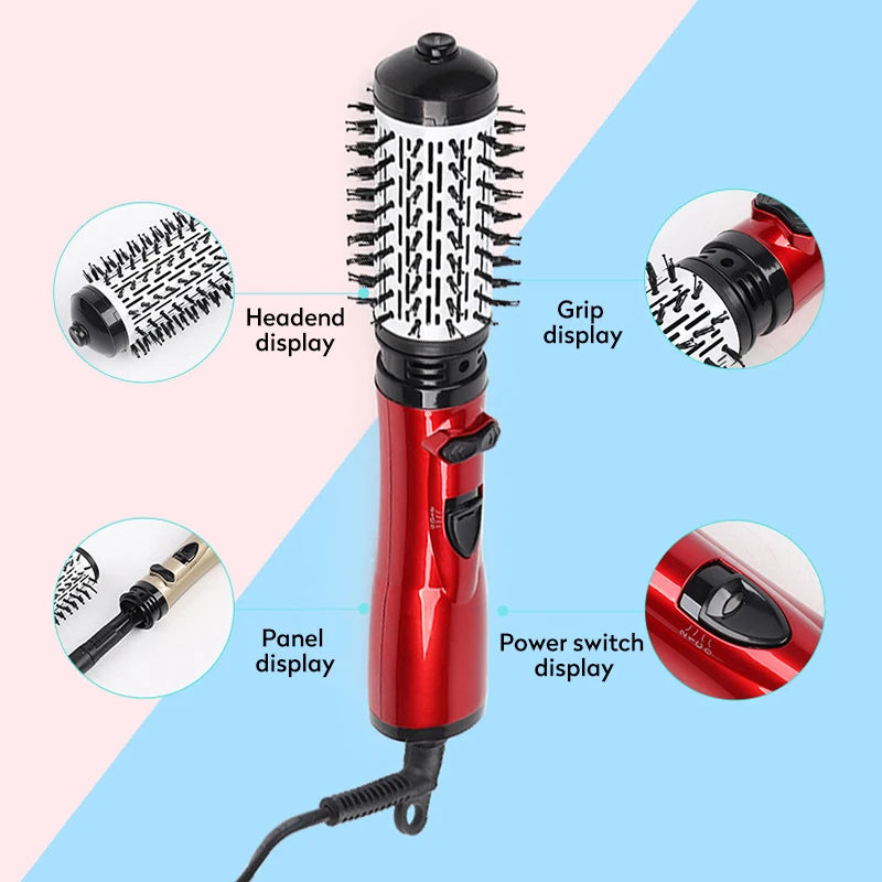 2 in 1 Rotating Electric Hair Straightener Brush Hair Curler Hair Dryer Brush Hot Air Comb Negative Ion Hair Styler Comb Peaceful Pleasures Health and Wellness