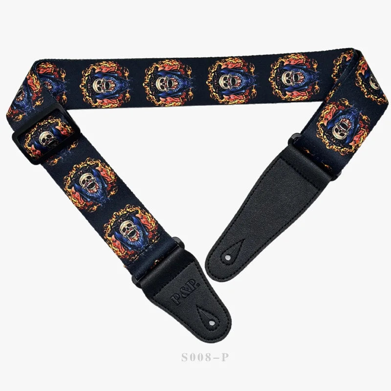 PP Guitar Strap Electric Wood Heat Transfer Musical Instrument Printed