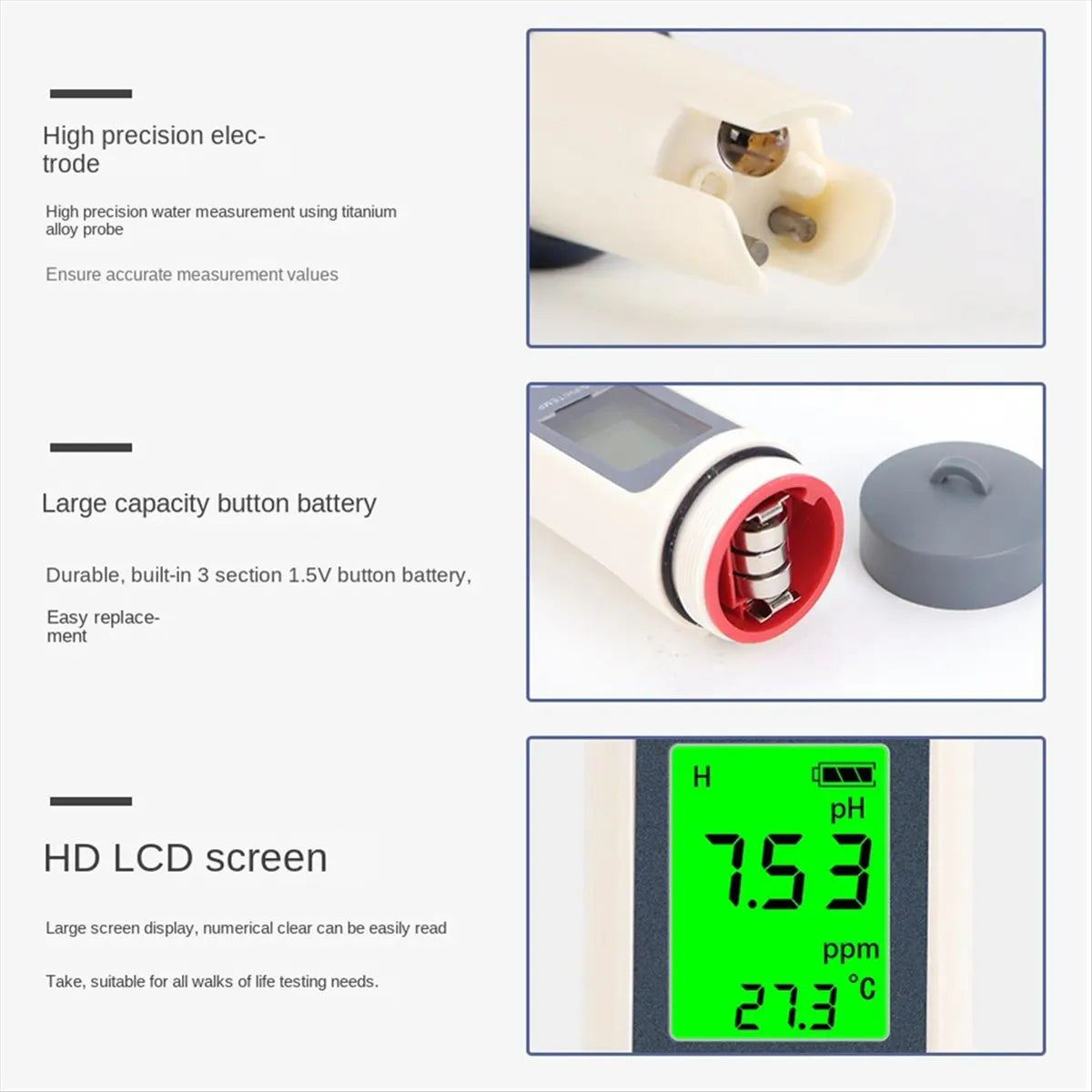 3-in-1 Water Quality Tester – TDS, pH & Temp Meter Pen Peaceful Pleasures Health and Wellness