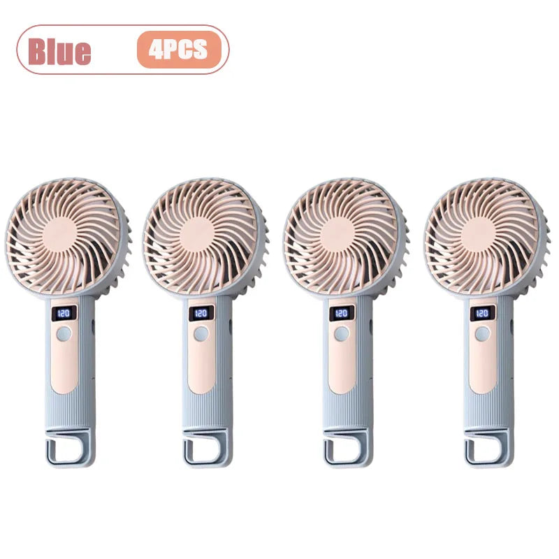 120-Speed Portable Handheld Fan | USB Rechargeable & Digital Display