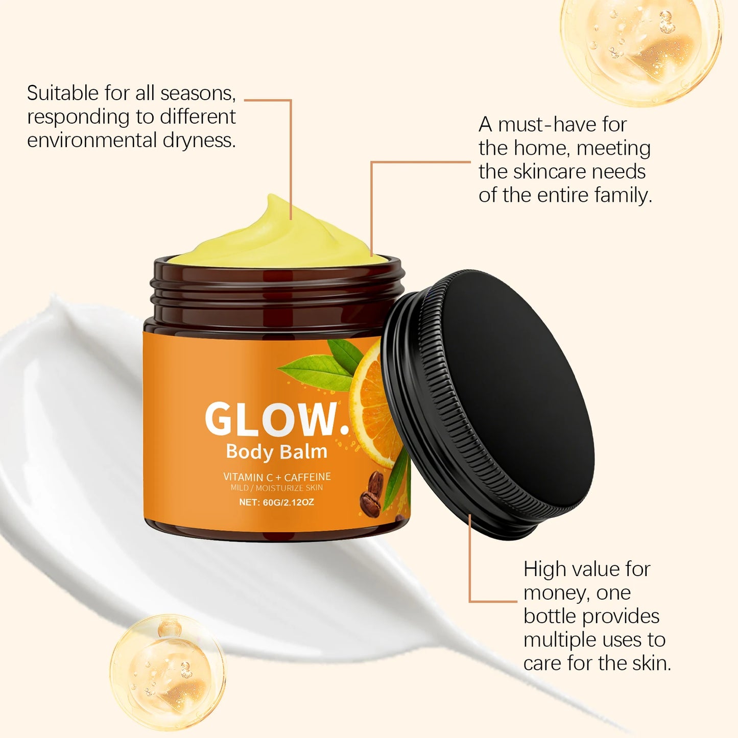 Winter Luxury Moisturizing Body Cream For Dry Skin With Caffeine Shea Butter Deep Hydration Nourishing Lotion Gift Women Men Peaceful Pleasures Health and Wellness