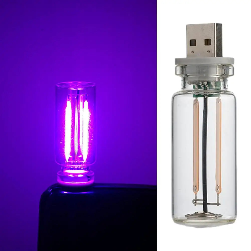 Car USB Night Light Touch control Dimmable LED Filament Lamp USB Plug and Play Decorative Atmosphere Light for Car Bedroom Peaceful Pleasures Health and Wellness Purple