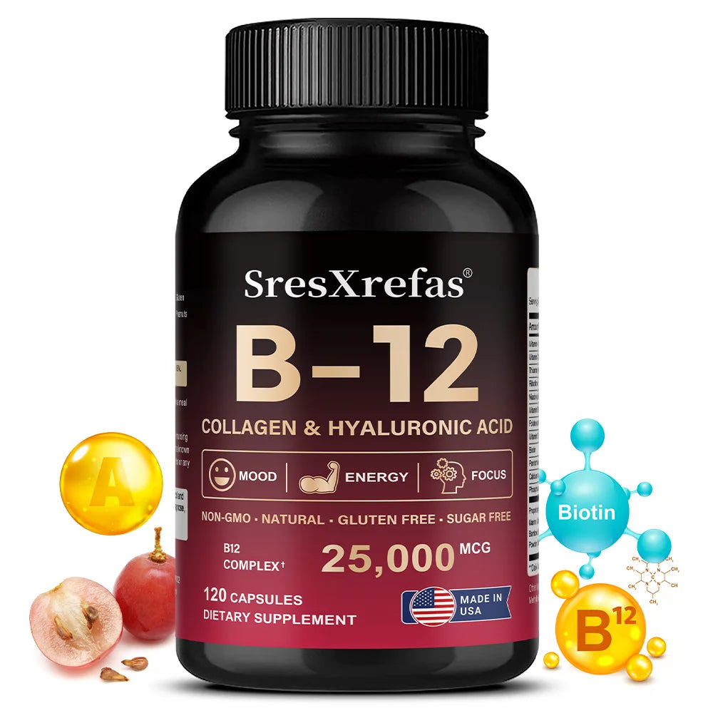 Vitamin B12 with Collagen & Hyaluronic Acid | Energy & Mood Support
