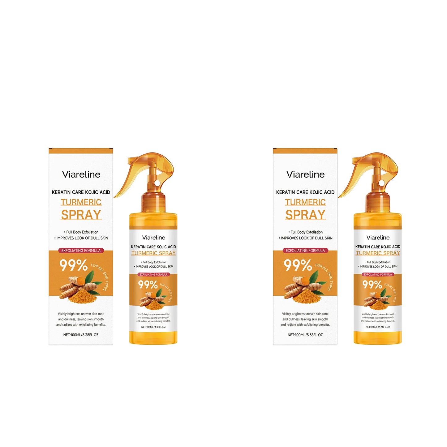 Kojic Acid Turmeric Exfoliating Spray Glowing Soften Dead Skin Cells Brightening Hydrating Improve Dullness Body Smoothing Spray Peaceful Pleasures Health and Wellness 200ml boxed