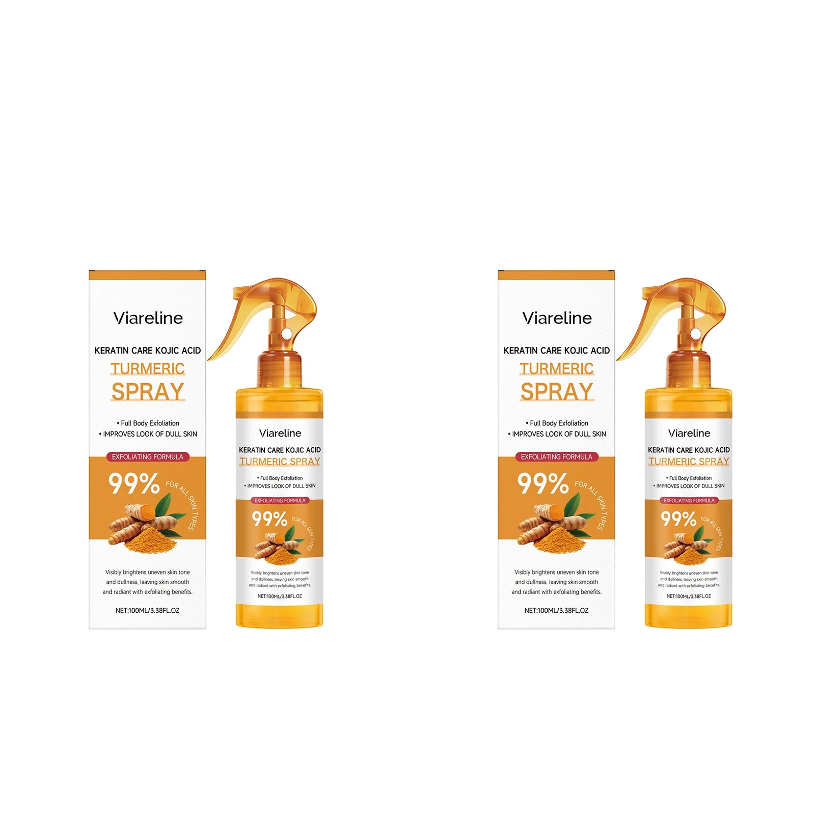 Kojic Acid Turmeric Exfoliating Spray Glowing Soften Dead Skin Cells Brightening Hydrating Improve Dullness Body Smoothing Spray Peaceful Pleasures Health and Wellness 200ml boxed