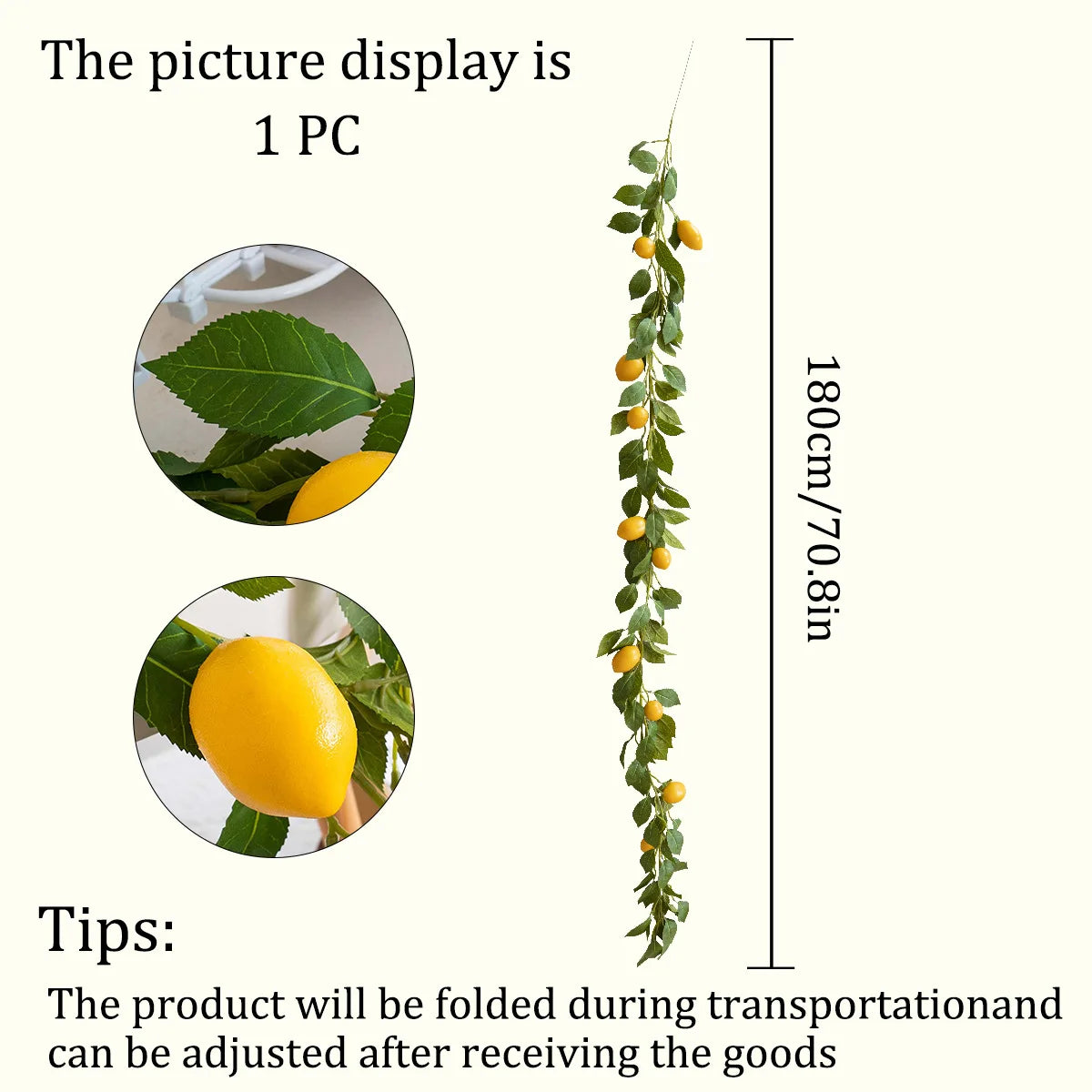 Artificial Lemon Garland Wreath | Faux Lemon Home Decor Artificial Flower Garland Peaceful Pleasures Health and Wellness 128 fork
