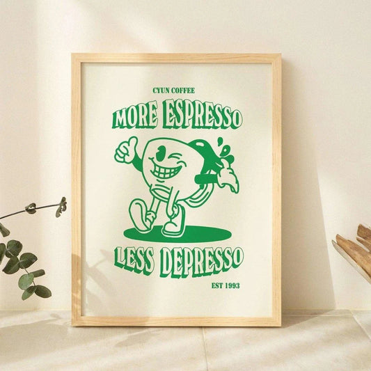 "More Espresso Less Depresso" Funny Coffee Canvas Wall Art Canvas Wall Art Peaceful Pleasures Health and Wellness G3109-2 40x60cm No Frame
