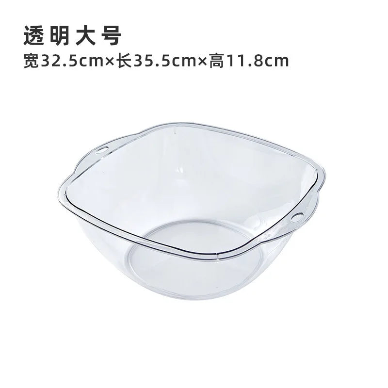 Washstand Transparent Thickened Washbasin Household Large Plastic Wash Basin Dormitory Student Washbasin Baby Foot Wash Basin Peaceful Pleasures Health and Wellness transparent -L