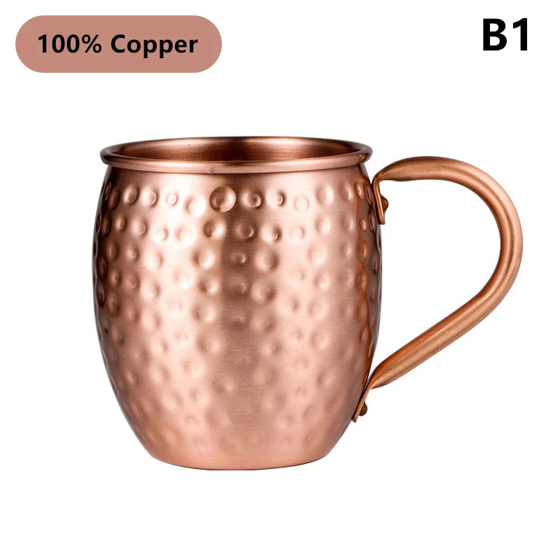 530ml 100% Copper Moscow Mule Mug Cocktail Wine Cup Hammered Coppery Beer Mugs Coffee Mug Milk Cup Bar Cup Drinkware Durable Peaceful Pleasures Health and Wellness B1
