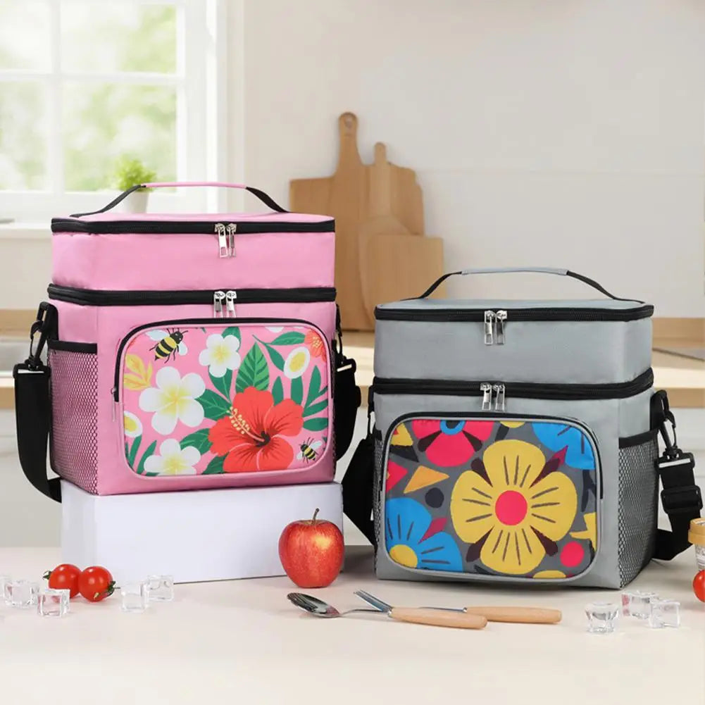 Large Insulated Cooler Tote Bag | Double-Layer Picnic Bag