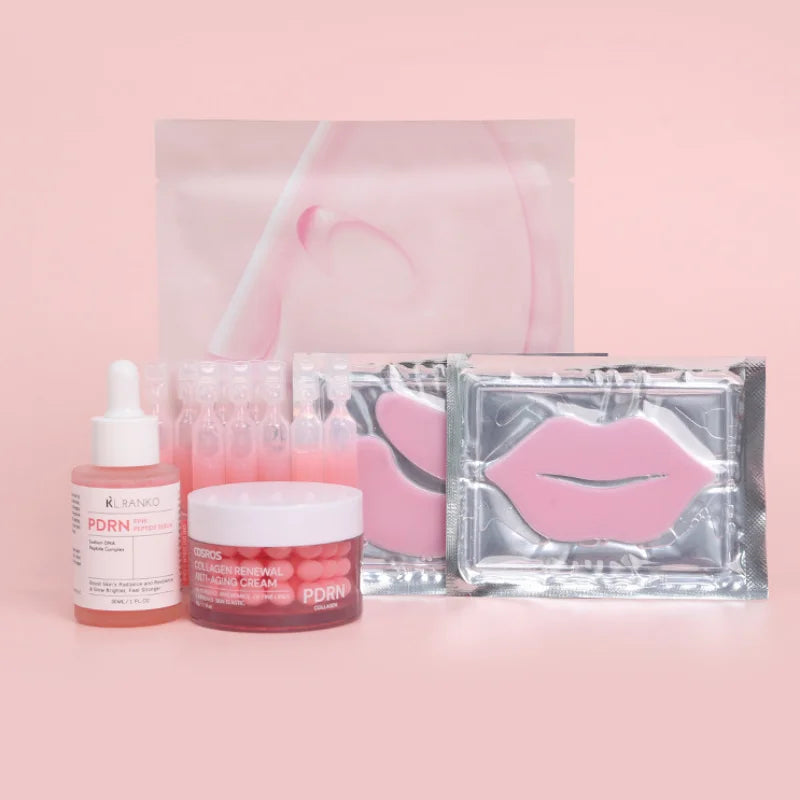 PDRN Pink Korean Skincare Set – Collagen Cream, Serum & Masks
