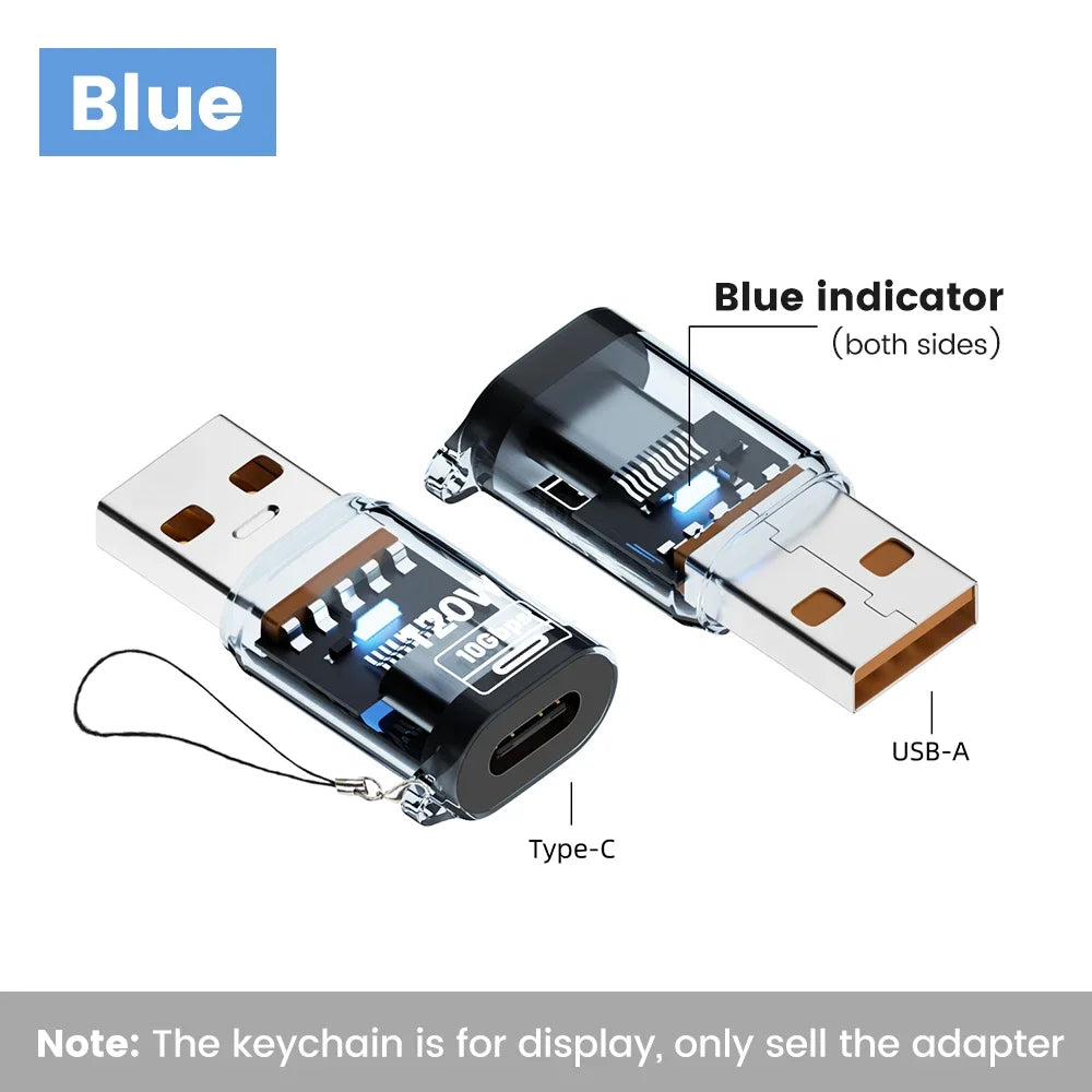 USB-C to USB-A Adapter | 120W Fast Charging, 10Gbps OTG Peaceful Pleasures Health and Wellness Blue-USB to Type C