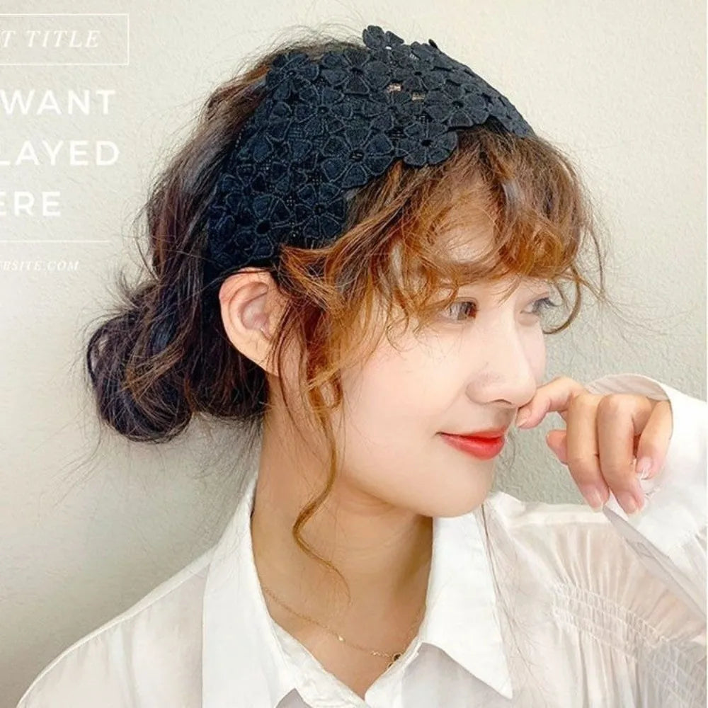 Embroidery Flower Lace Headband – Wide Anti-Slip Hair Hoop
